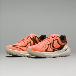 Vibrant Orange and Brown Sneakers